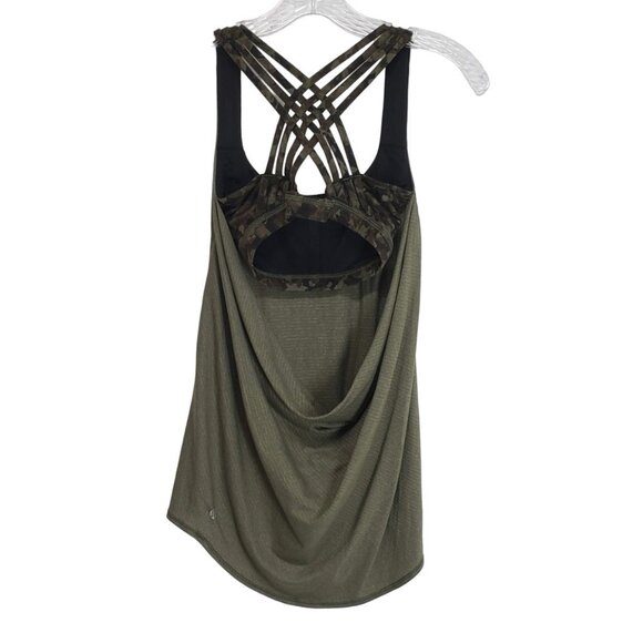 LULULEMON Wild Tank 4 Heathered Fatigue Green / Mystic Jungle Fatigue Green Blk - Picture 4 of 8
